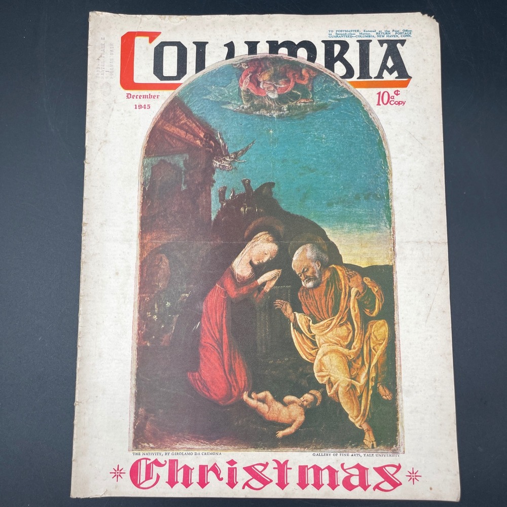 Vintage Columbia Magazine December 1945 Christmas Nativity Girolamo da Cremona